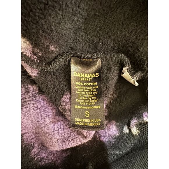 Bananas Monkey Men's Multicolor Tie Dye 100% Cotton Pullover Hoodie Small NWOT - Picture 3 of 4